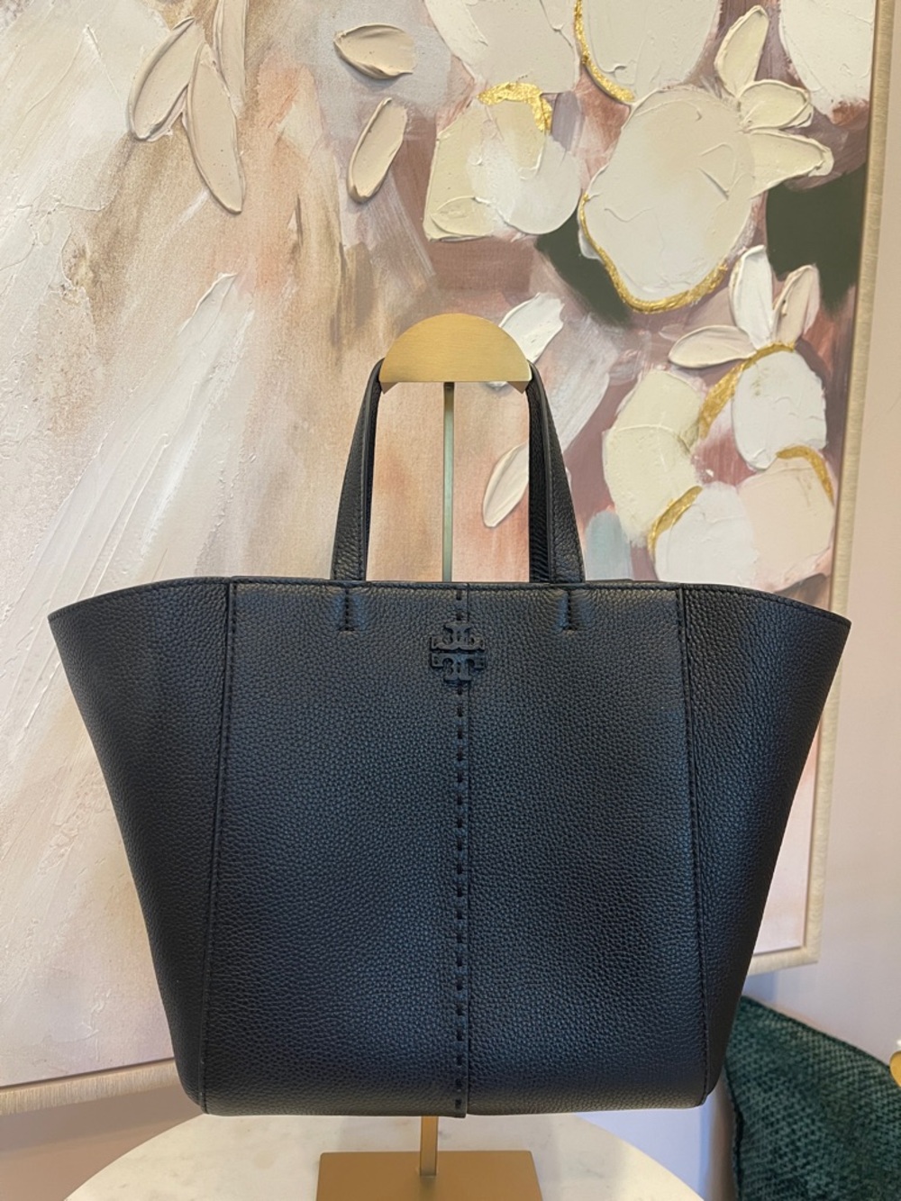 Tory Burch Black McGraw Carryall Leather Tote